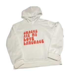 SHEIN “Snacks Are My Love Language” Hoodie – White/Pink (Girls XXL, Fits Women’s